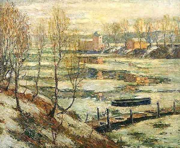 Ice in the River Oil Painting by Ernest Lawson