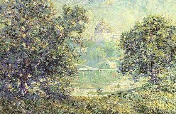 Central Park and Temple Beth El Oil Painting by Ernest Lawson