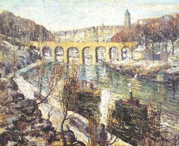 The Bridge Oil Painting by Ernest Lawson