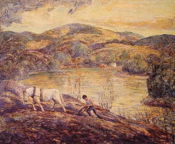 Ploughing Oil Painting by Ernest Lawson