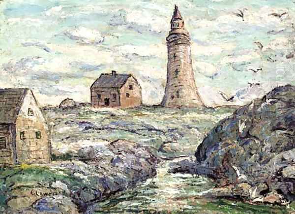 Lighthouse at Peggy's Cove, Nova Scotia Oil Painting by Ernest Lawson