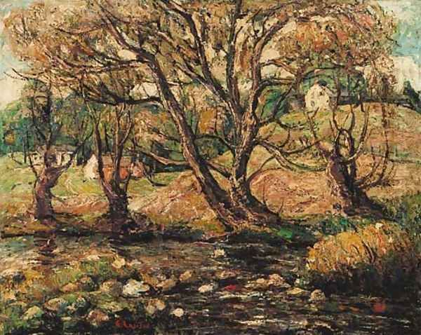 River Landscape Oil Painting by Ernest Lawson