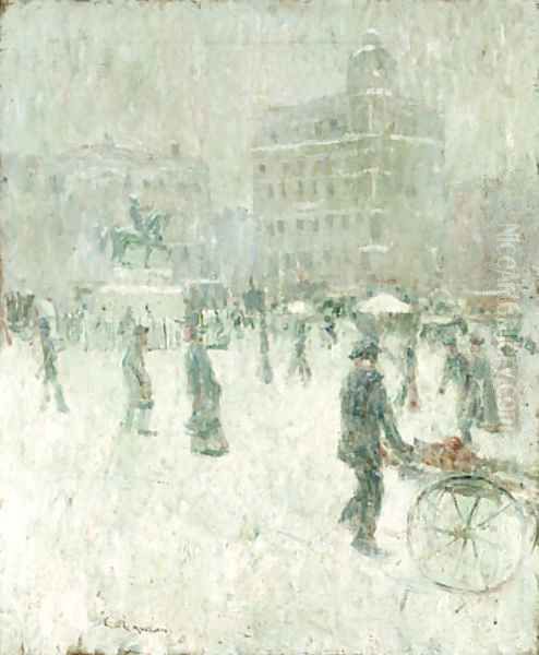 Union Square, New York in Winter Oil Painting by Ernest Lawson