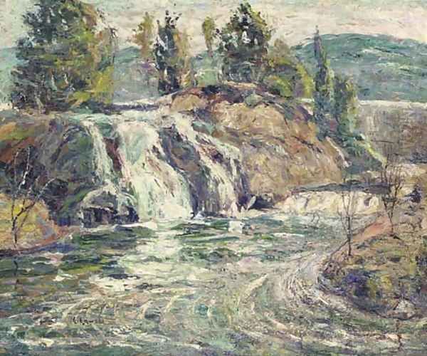 Waterfall Oil Painting by Ernest Lawson