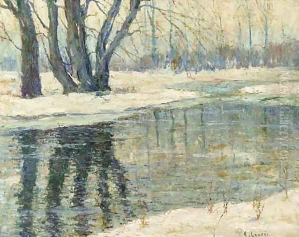 Winter Landscape Oil Painting by Ernest Lawson