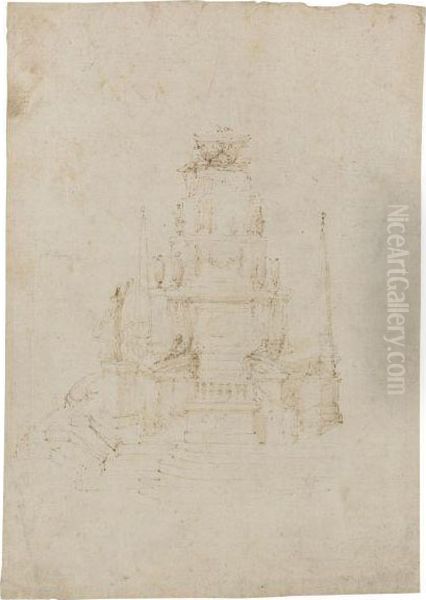 A Design For A Free-standing Funerary Monument Oil Painting by Stefano della Bella