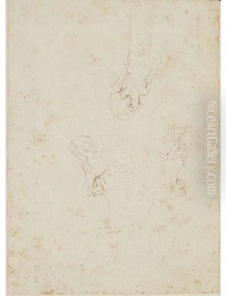 Four Leaves From A Small Album 
And Three Further Drawings,depicting Figures, Landscapes, Horses And 
Carriages And A Hat by Stefano della Bella