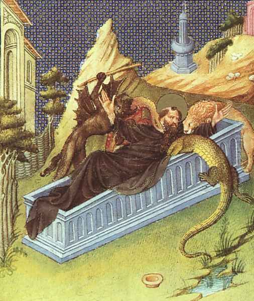 Belles Heures de Duc du Berry -Folio 194- St. Anthony Attacked by Devils 1408-09 Oil Painting by Jean Limbourg