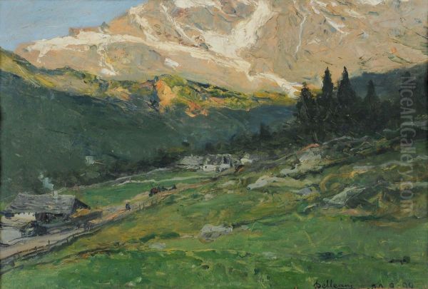 Paesaggio Montano Oil Painting by Lorenzo Delleani