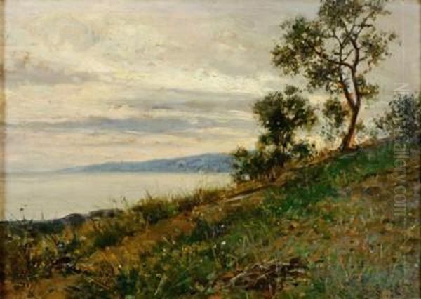 Paesaggio Lacustre Oil Painting by Lorenzo Delleani