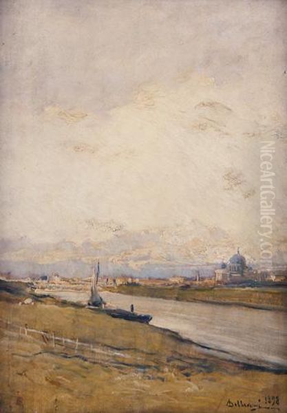 Lungo Il Tevere Oil Painting by Lorenzo Delleani