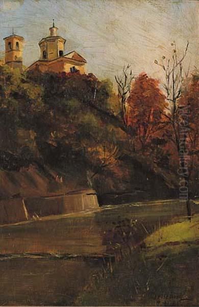 Paesaggio Biellese Oil Painting by Lorenzo Delleani