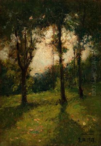 Sole Tra Gli Alberi Oil Painting by Lorenzo Delleani