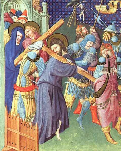 Belles Heures de Duc du Berry -Folio 138- The Way to Calvary 1408-09 Oil Painting by Jean Limbourg