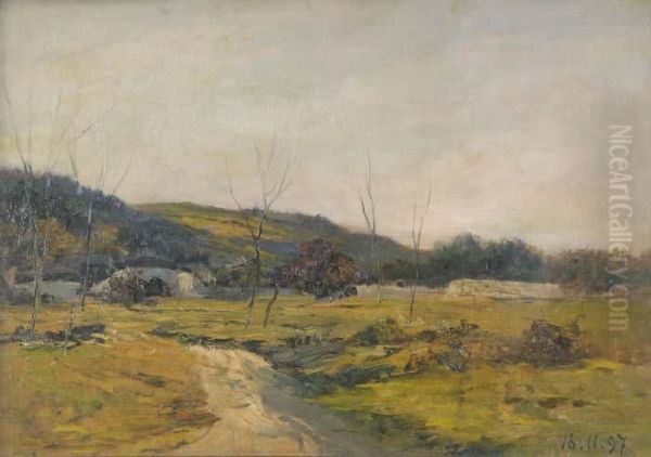 Paesaggio Autunnale Oil Painting by Lorenzo Delleani