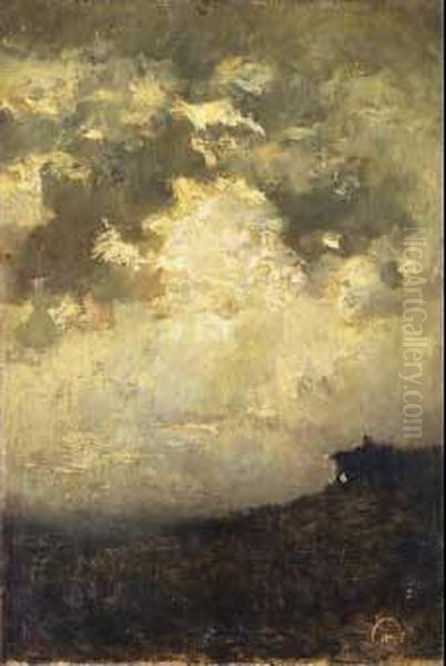 Tramonto Procelloso Oil Painting by Lorenzo Delleani