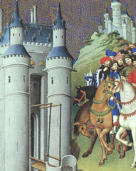 Belles Heures de Duc du Berry -Folio 223- The Duke on a Journey 1408-09 Oil Painting by Jean Limbourg