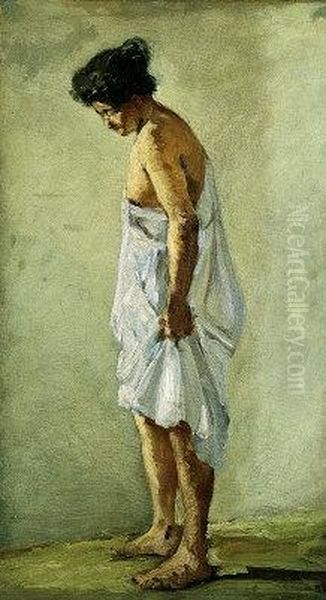 Figura Drappeggiata Oil Painting by Lorenzo Delleani