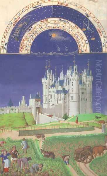 Les Tres Riches Heures du Duc de Berry - Septembre (September) Oil Painting by Jean Limbourg