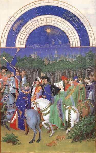 Les tres riches heures du Duc de Berry- Mai (May) 1412-16 Oil Painting by Jean Limbourg