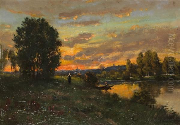 Bord Du Loing Oil Painting by Hippolyte Camille Delpy