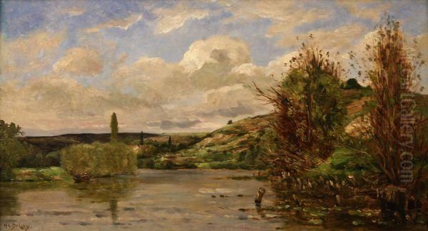 Les Bords De L'yonne Oil Painting by Hippolyte Camille Delpy