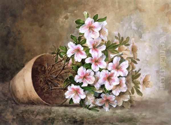 White Azaleas in a Flower Pot Oil Painting by Paul De Longpre