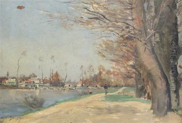 Figures On A Riverbank Oil Painting by Hippolyte Camille Delpy