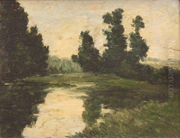 Bord D'etang ( Fentes) Sbg Oil Painting by Hippolyte Camille Delpy