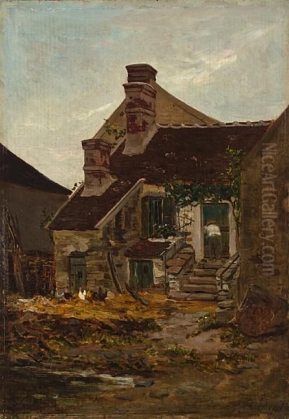 Cour De Ferme Oil Painting by Hippolyte Camille Delpy