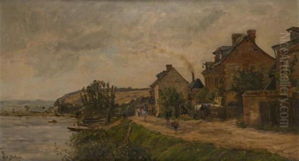 Bord De L'oise Anime Oil Painting by Hippolyte Camille Delpy