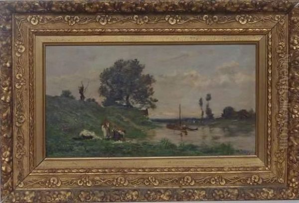  Bords De L'yonne Animes  Oil Painting by Hippolyte Camille Delpy