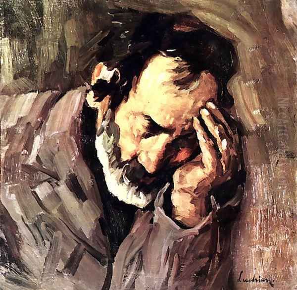 Old Man Nicolae the Fiddler, 1906 Oil Painting by Stefan Luchian