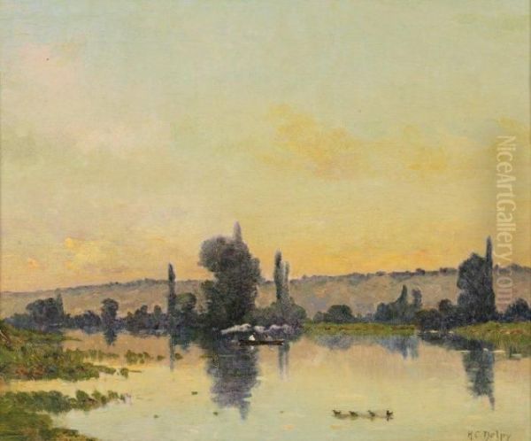 Bord De Riviere Oil Painting by Hippolyte Camille Delpy