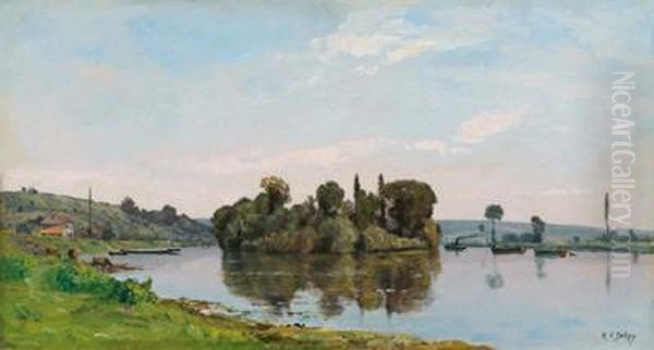 Paesaggio Fluviale Oil Painting by Hippolyte Camille Delpy