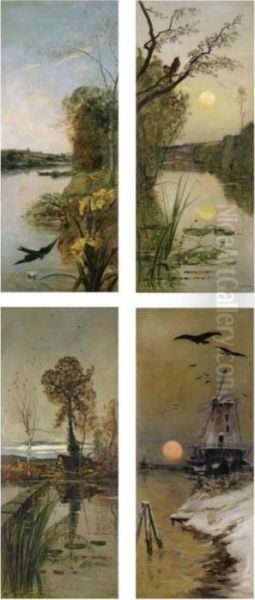 Spring; Summer; Autumn; Winter Oil Painting by Hippolyte Camille Delpy