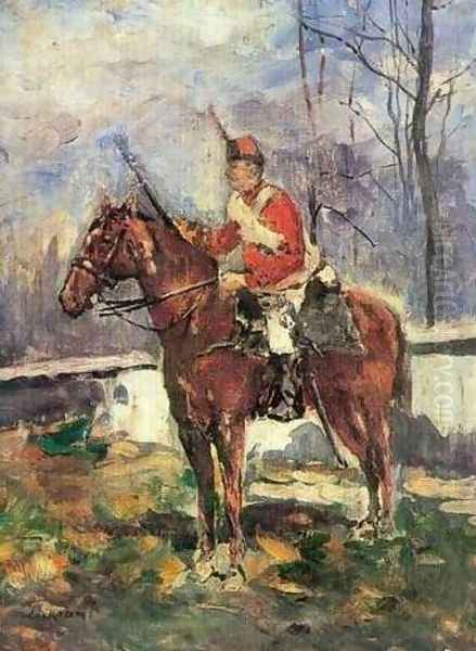 The Mounted Red Hussar Oil Painting by Stefan Luchian