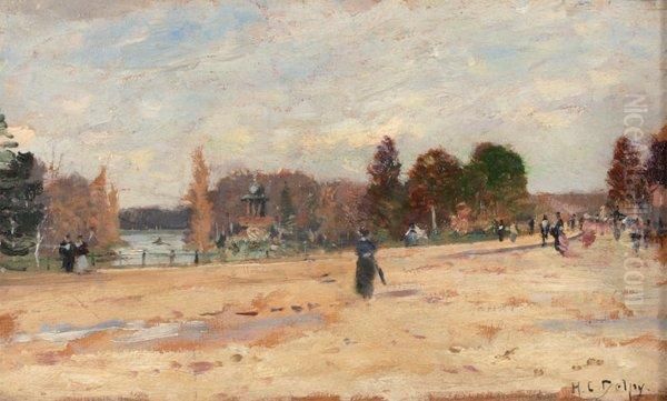 Bois De Boulogne - Promenade Pres Dulac Oil Painting by Hippolyte Camille Delpy