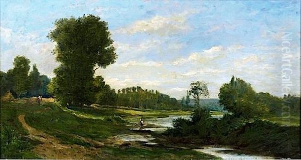 Bord De L'oise A Auvers Oil Painting by Hippolyte Camille Delpy