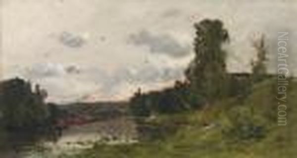 Bord De La Seine Oil Painting by Hippolyte Camille Delpy