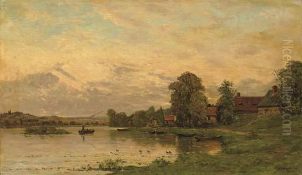 Portejoie Sur Oise Oil Painting by Hippolyte Camille Delpy