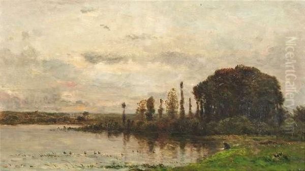 Landscape With A Sea At Sunset Oil Painting by Hippolyte Camille Delpy