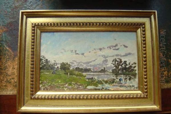 Paysage Au Bord D'un Etang Oil Painting by Hippolyte Camille Delpy