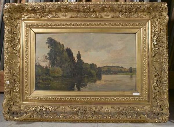 Flusslandschaft. Oil Painting by Hippolyte Camille Delpy