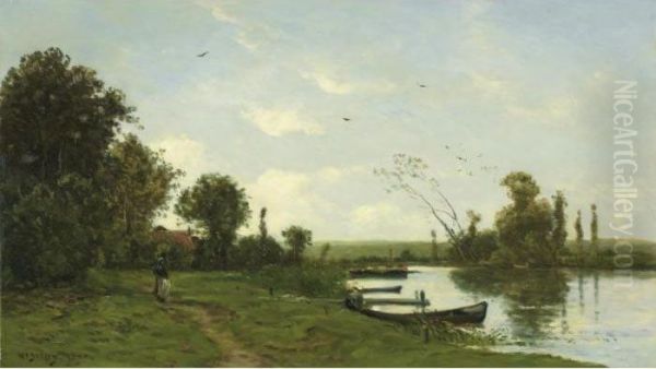 Road By The River Oil Painting by Hippolyte Camille Delpy