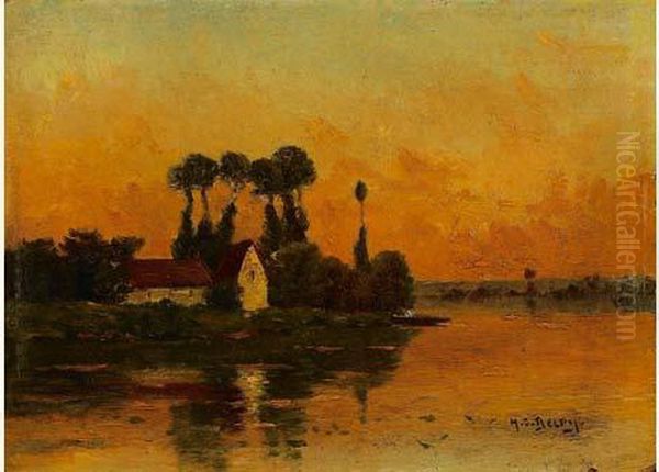 Bord De Riviere Oil Painting by Hippolyte Camille Delpy