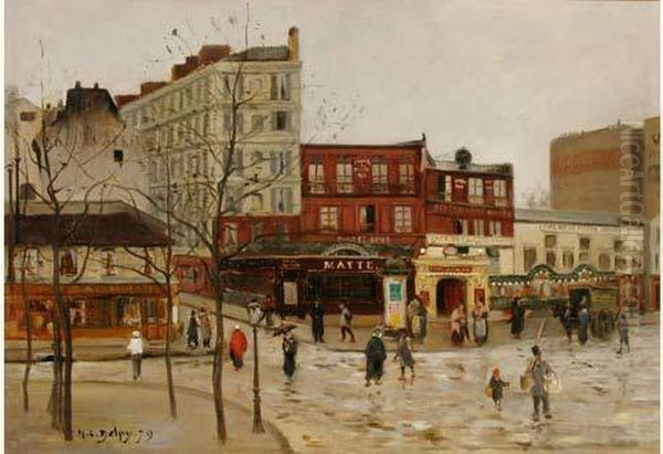 L'angle De La Rue Des Martyrs Et Le Boulevard De Rochechouart Oil Painting by Hippolyte Camille Delpy