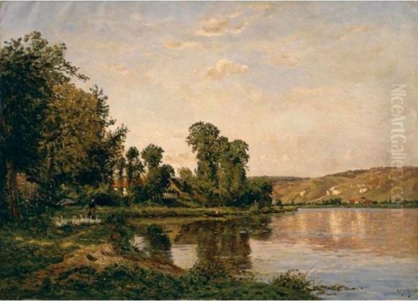 La Riviere A Pont Sur Yonne Oil Painting by Hippolyte Camille Delpy