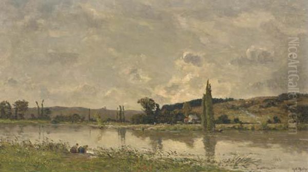 Lanvandieres Au Bord De La Riviere Oil Painting by Hippolyte Camille Delpy