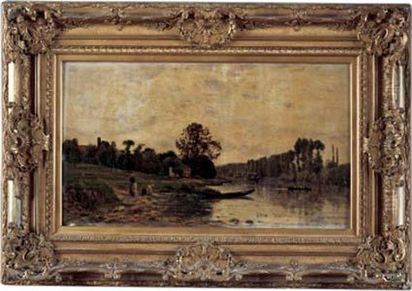 Lavandieres Au Bord De L'oise Oil Painting by Hippolyte Camille Delpy